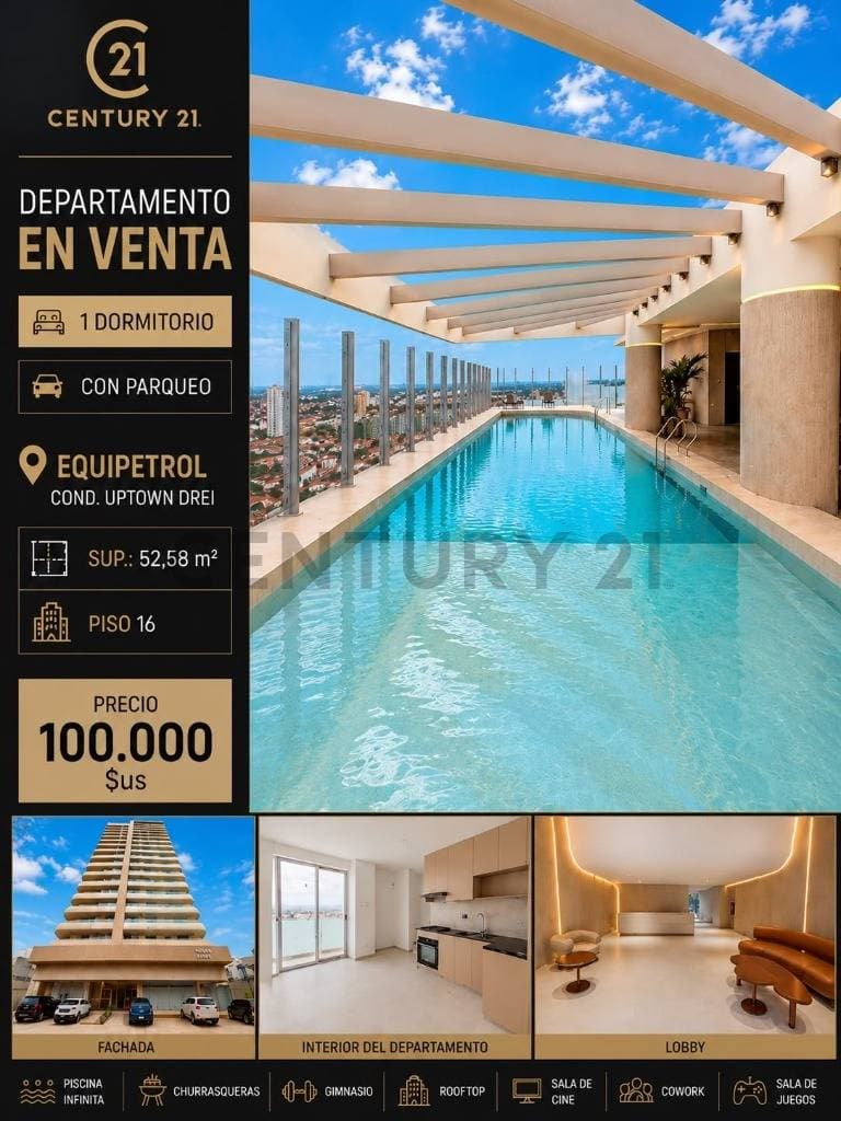 Foto de DEPARTAMENTO DE 1 DORMITORIO CON PARQUEO EN VENTA