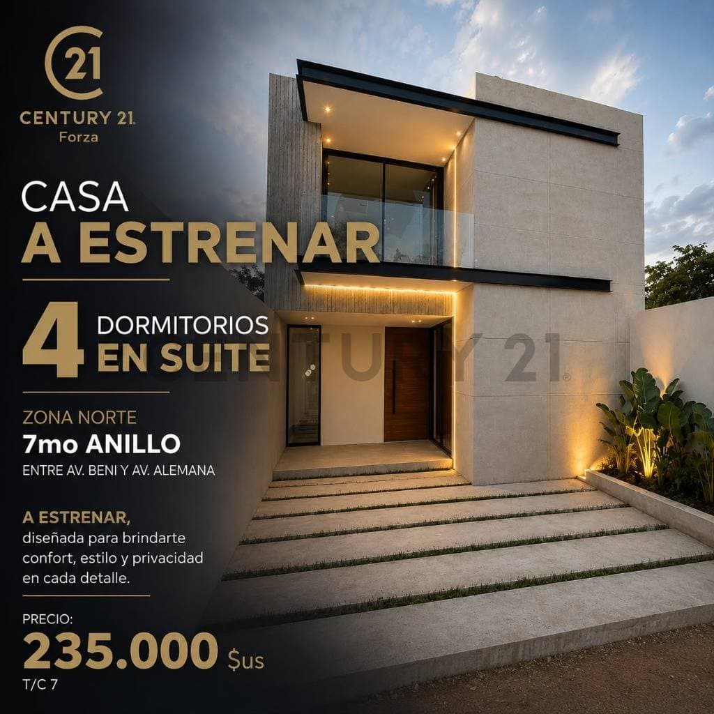 Foto de CASA EN VENTA ZONA NORTE DE 4 DORMITORIOS EN SUITE EN EL 7MO ANILLO BENI