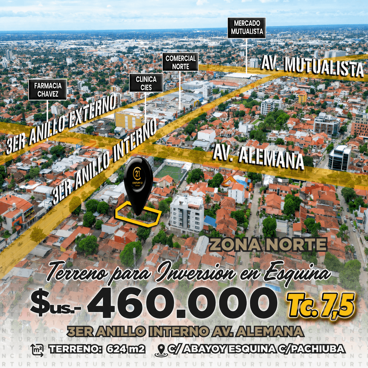 TERRENO EN VENTA ZONA NORTE EN ESQUINA ENTRE ALEMANA Y BENI