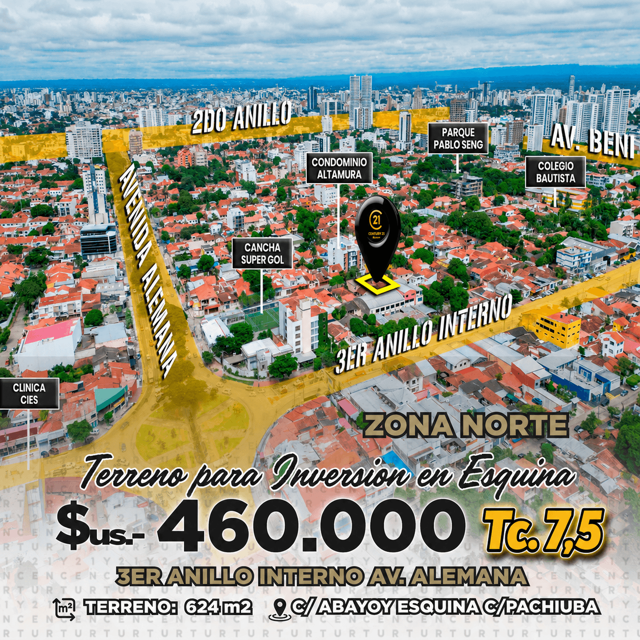 TERRENO EN VENTA ZONA NORTE EN ESQUINA ENTRE ALEMANA Y BENI