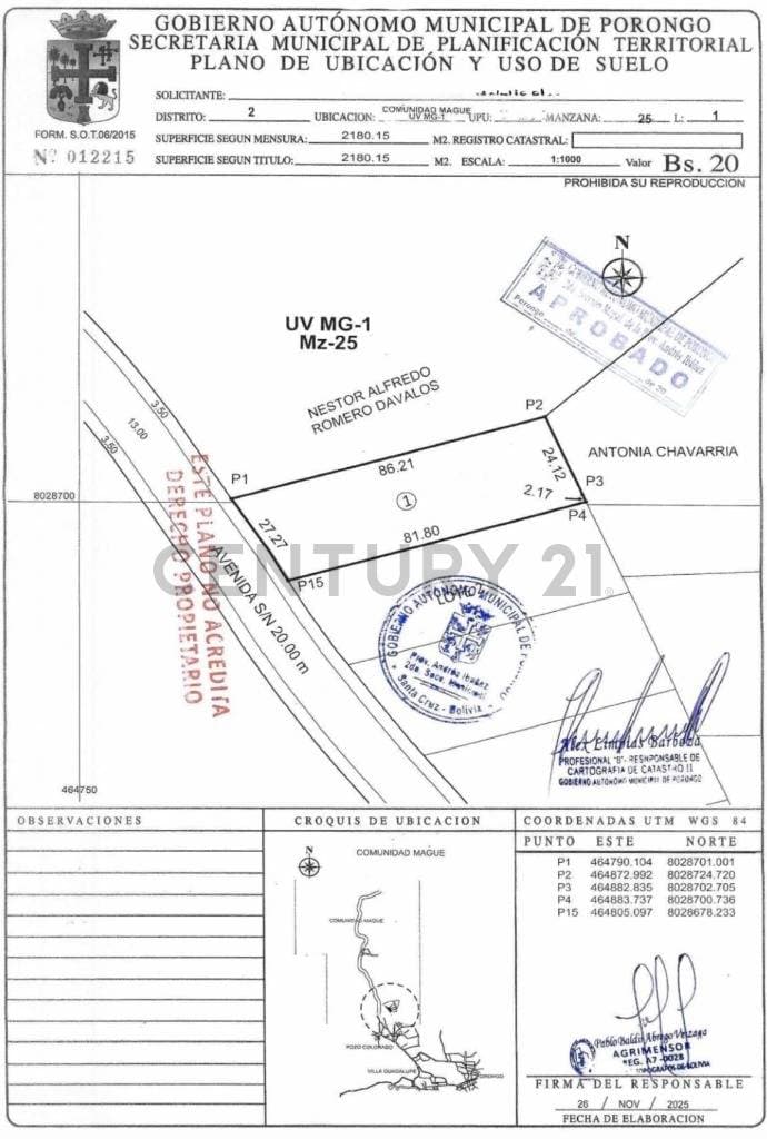 Foto de TERRENO EN VENTA – PORONGO (COMUNIDAD MAGUE)