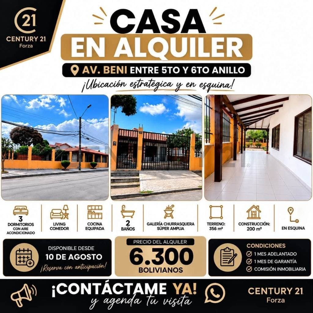 Foto de CASA EN ALQUILER AV BENI 5TO ANILLO