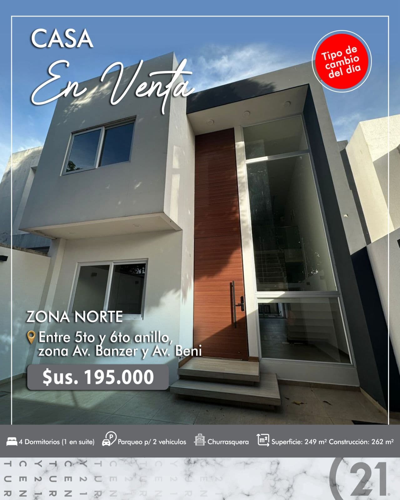 HERMOSA CASA EN VENTA EN ZONA NORTE* ✨🏡 📍 Ubicación estratégica entre 5to y 6to Anillo, entre Av. Banzer y Av. Beni.